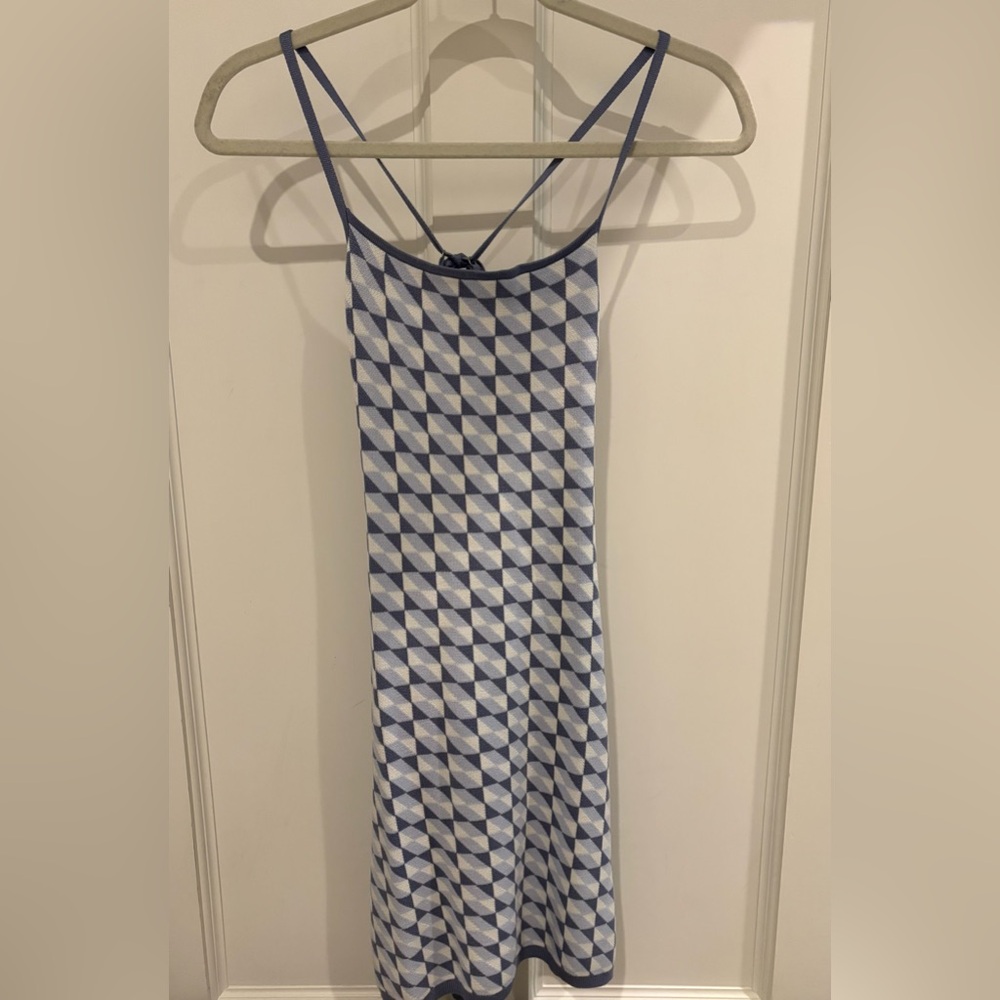 Abercrombie & Fitch Blue and White Geometric Mini Dress NWT, Small